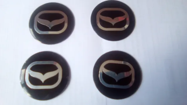4 x autocollants logo Mazda pour enjoliveurs et centre de roue en 56 mm