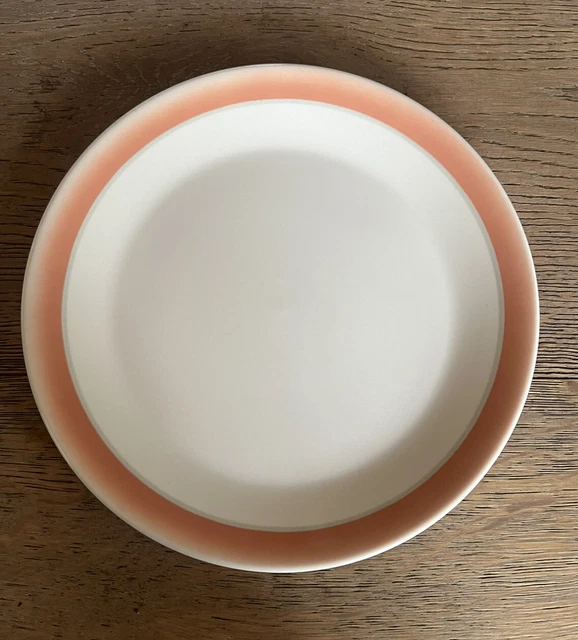 Vintage Syracuse China 7 1/4” Side Plate White Salmon Pink Band Grey Pinstripe