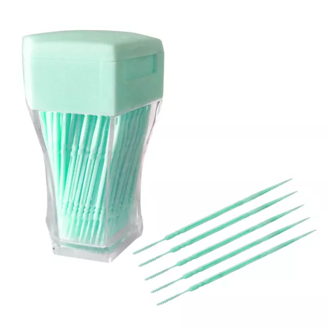 200Pcs Double Head Interdental Brush Dental Floss Teeth Oral Clean  Green