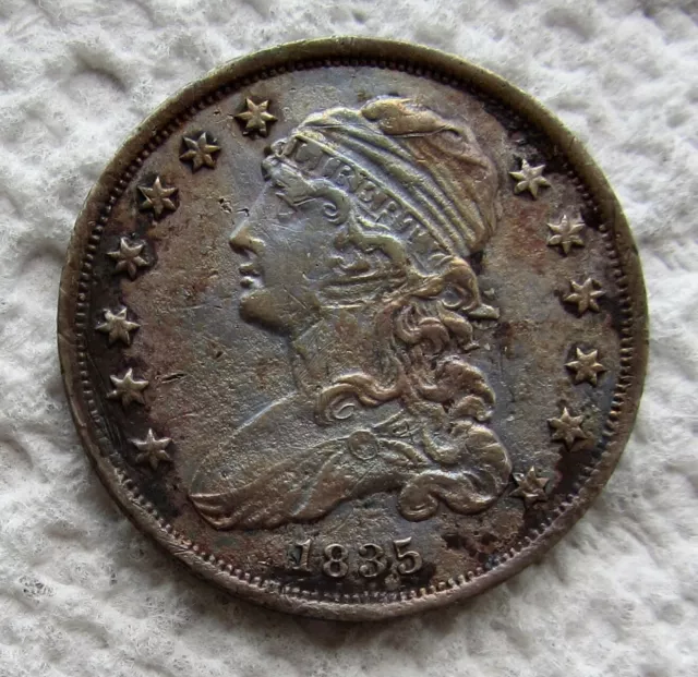 1835 25C Capped Bust Silver Quarter Type Coin XF Detail Corroded Grainy Surfaces
