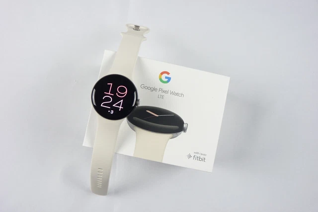 Google Pixel Watch LTE 41mm Polished Silver Stainless Steel Case and Chalk Band