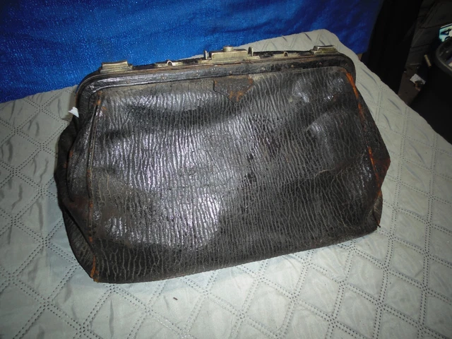 Vintage Genuine Cowhide Leather Doctors Bag 1920S
