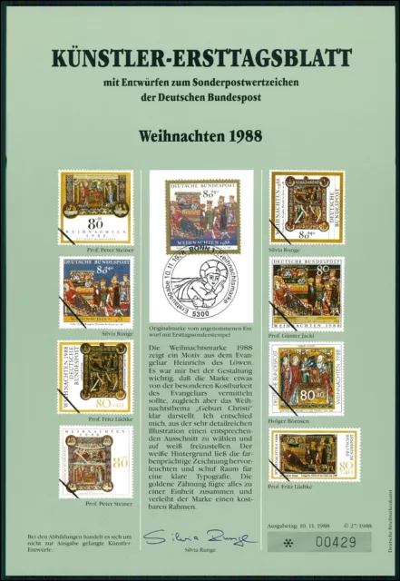Brd Künstler-Etb 1988/27 Weihnachten Künstler-Ersttagsblatt Ltd. Edition