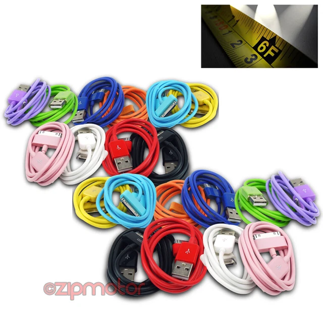 Lot 20 6Ft Usb Sync Power Charger Cables Iphone Ipod Touch Classic Nano Ipad New