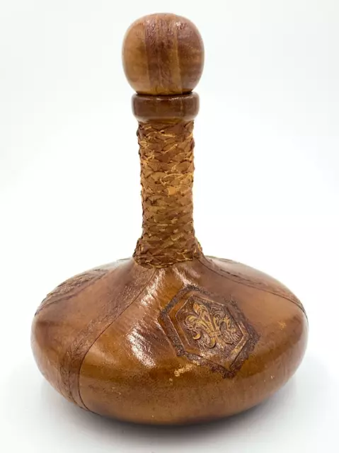 Leather Wrapped Glass Bottle Liquor Decanter Made in Italy