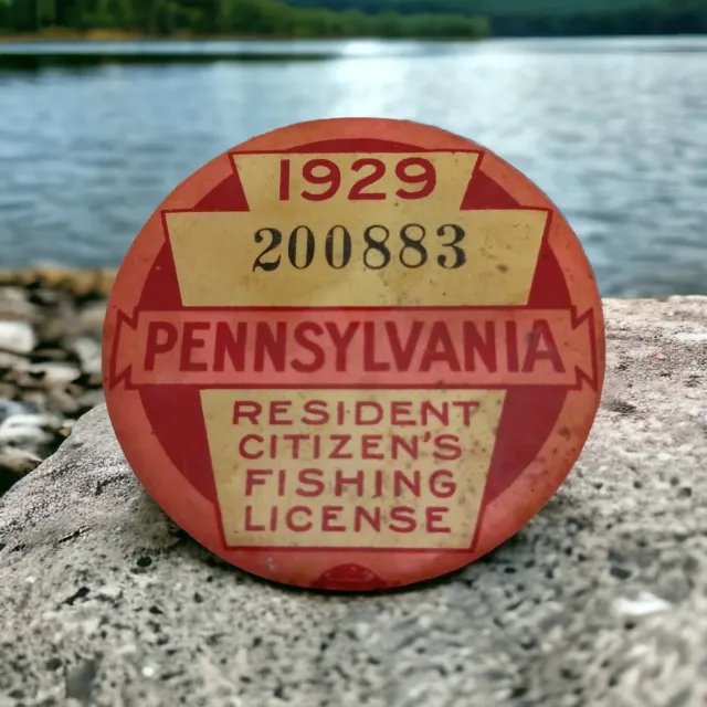 1929 PA PENNSYLVANIA Resident Citizens Fishing License Button #200883 Metal  Pin $24.00 - PicClick