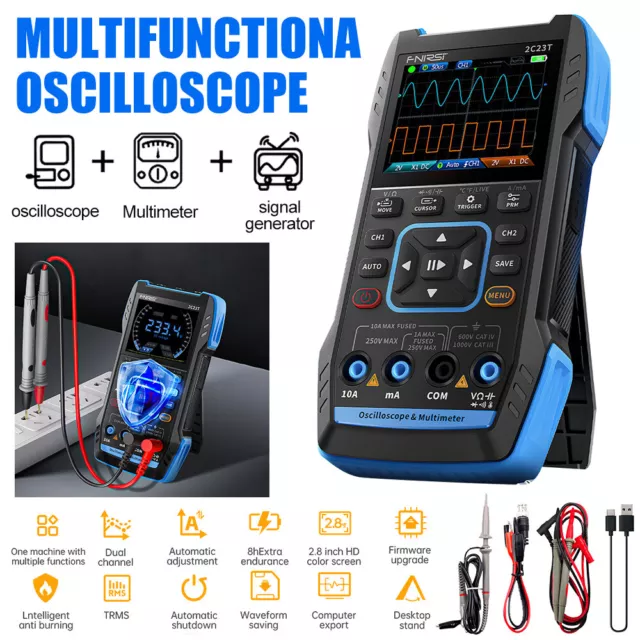 FNIRSI 2C23T 3 in1 Dual Channel Digital Oscilloscope Multimeter Signal Generator