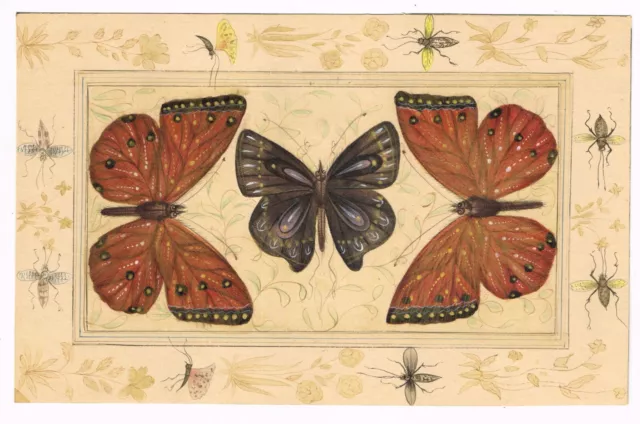 Hecho a Mano Naturaleza Arte Pintura De Mariposa Fino Arte sobre Papel 21.6x14cm