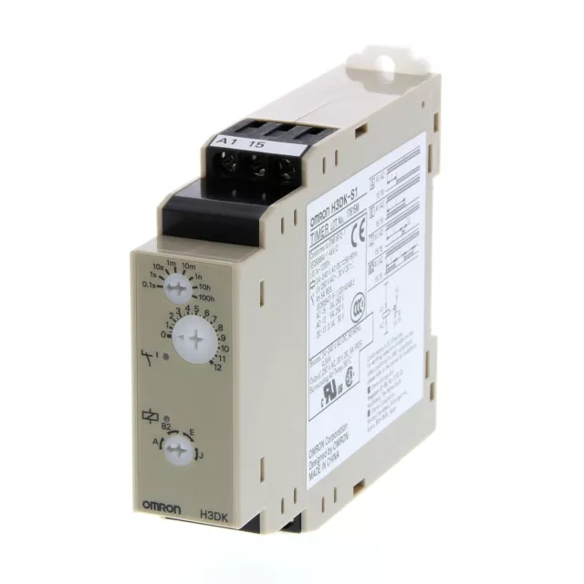 1 pcs - Omron DIN Rail Mount Timer Relay, 24-240V ac/dc, 2-Contact, 0.1 - 432000