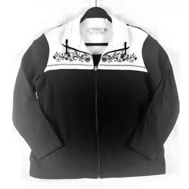 Breckenridge Jacket Womens Petite Large Lightweight Black and White Zip Up
