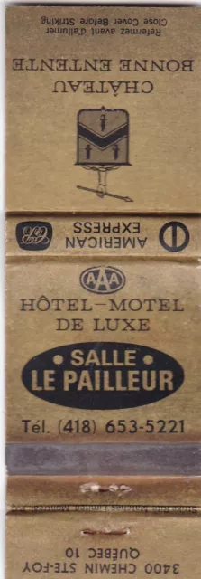 Salle Hotel Le Pailleur  Quebec Canada Matchbook Cover 1960's