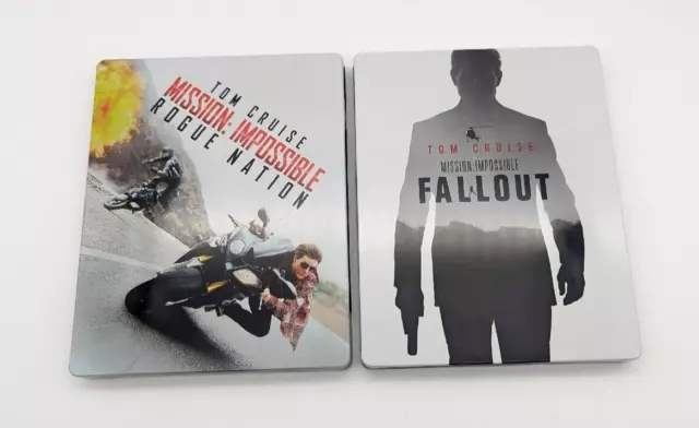 Lot of 2 Mission Impossible STEELBOOKS Blu Ray Rogue Nation, Fallout DVD