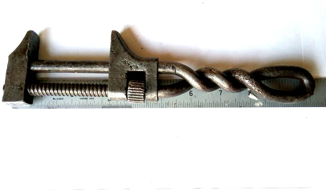 Chiave antica scimmia ferro contorto chiave tubo idraulici vintage chiave dado 10