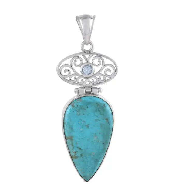 925 Sterling Kingman Turquoise Pendant Handmade Women Gift Turquoise Jewelry