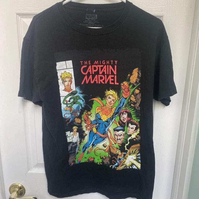 The Mighty Captain Marvel Vintage T Shirt Black Medium Marvel