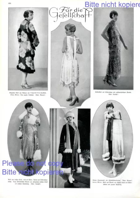 Für die Gesellschaft XL Seite mit Fotoabb. 1925 20er Jahre Mode Kleid Abendkleid