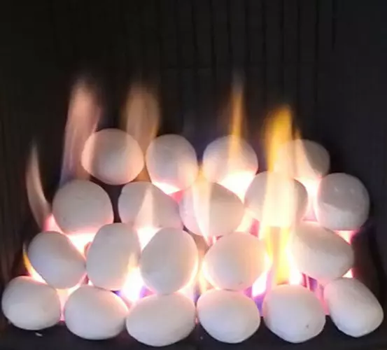 Gas Fire Pebbles Replacement 20 Oval Ceramic White Living Flame Gas Fire Stones