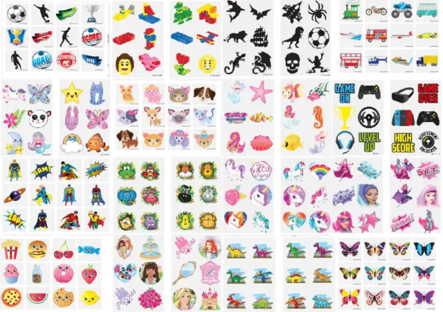 24 TEMPORARY TATTOOS Kids Childrens Girls Boys Novelty Party Bag Fillers Favours