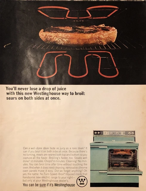 1965 Westinghouse Electric Range VTG 1960s 60s PRINT AD Broil Steak Both Sides