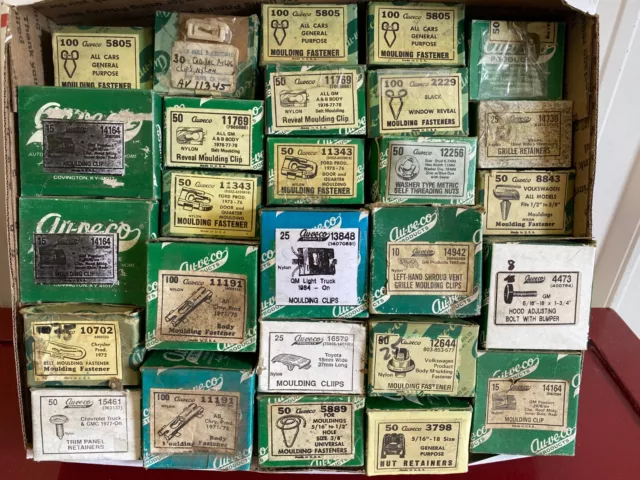 1950 's 1960 's 1970 's ASSORTED AUVECO CLIP RETAINER FASTENER LOT (27) BOXES