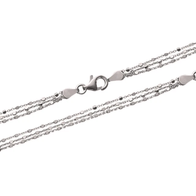 Bracelet Triple Rang En Argent 925 Rhodié – Maille Fine – Marque Bijouxia – Neuf Avec étiquettes