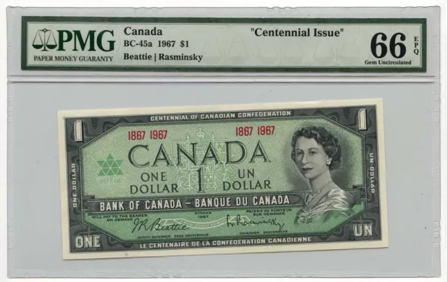 1967 Bank of Canada $1 Note BC-45a PMG Gem UNC 66 EPQ Centennial Issue