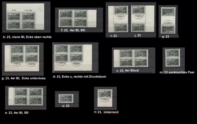 Saargebiet D 23, Ecke, 4er Block, VB, SR, ZS, Br gestempelt! Auswaehlen #p549