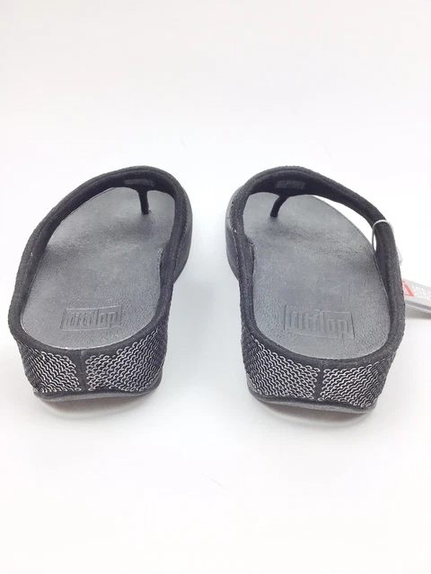 FitFlop Ringer Sequin Toe-Post Black Mixed Size 5 and 6 2