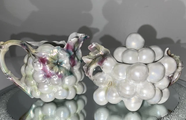 Royal Bayreuth Pearl White Grape Sugar Creamer  Vintage