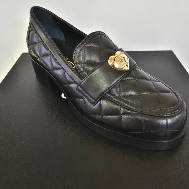 VINTAGE CHANEL Shoes 37.5 Black & Tan Loafers ITALY Womens Size 7