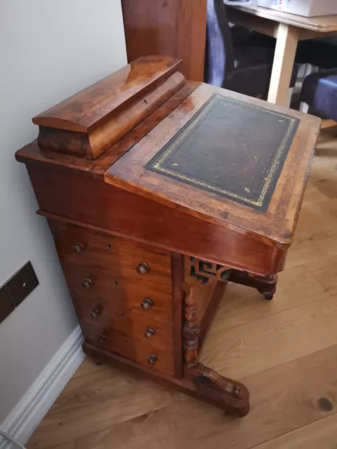 Victorian Burr Walnut Davenport Writing Desk