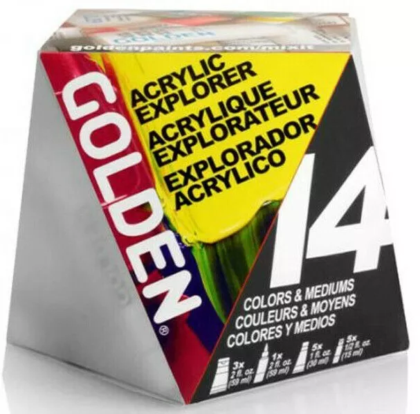 Golden Acrylic Artist A-Z Paint Set 14 Pieces Colours + Mediums