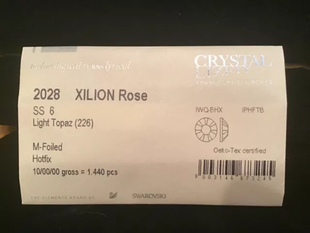 GENUINE Swarovski 2028 SS6 Xilion Rose Flatback 1,440 ct Light Topaz (226)