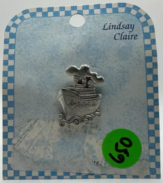 Ship, Pewter Pin / Brooch - Fine Pewter - Lindsay Claire Designs - As New