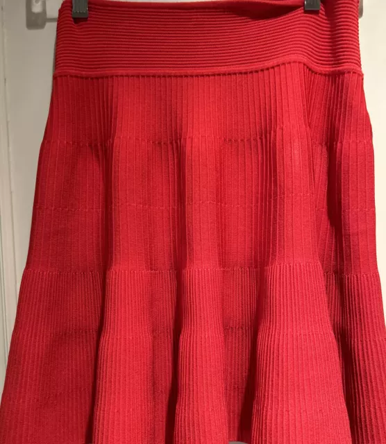 Milly Red Knit Flare Skirt Size Small