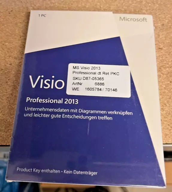 MS Visio 2013 Professional Pro 32/64 Bit D87-05365 Deutsch NEU Vollversion 1PC