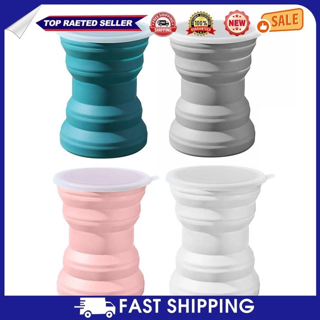 HOT Silicone Retractable Folding Water Cup with Lid Telescopic Portable Water Cu