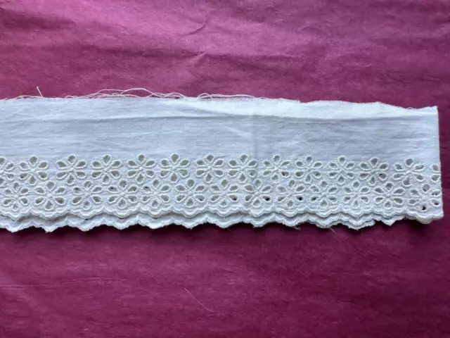 Beautiful French Vintage English embroidery lace Edging - Flower 52" by 1.75"