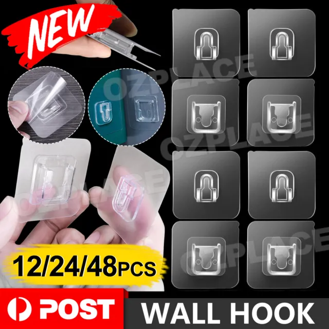 6/12/24 Pairs Double-Sided Adhesive Wall Hooks For Home Life Hanging Accessory