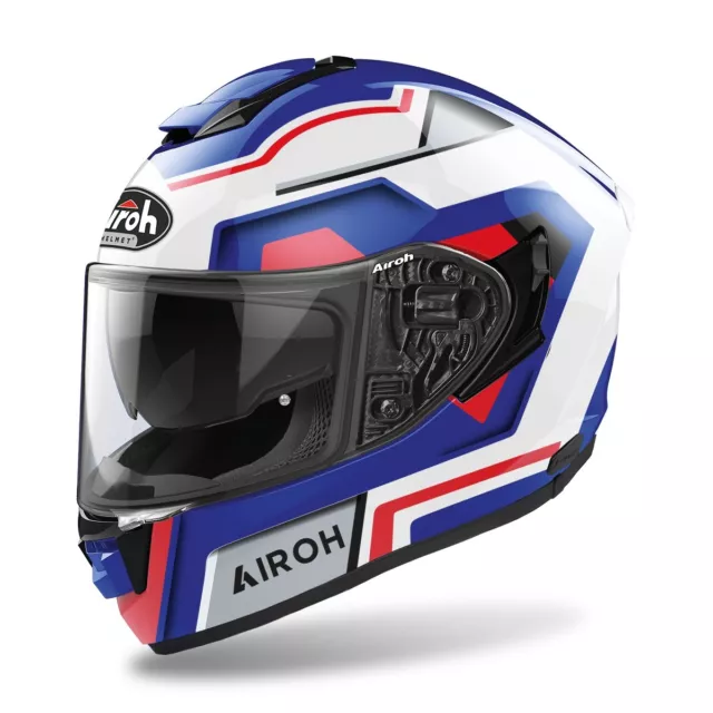 St.5Sq55M - Casco Integrale, Airoh St.501 Square Blue/Red Gloss,Helmet Taglia M