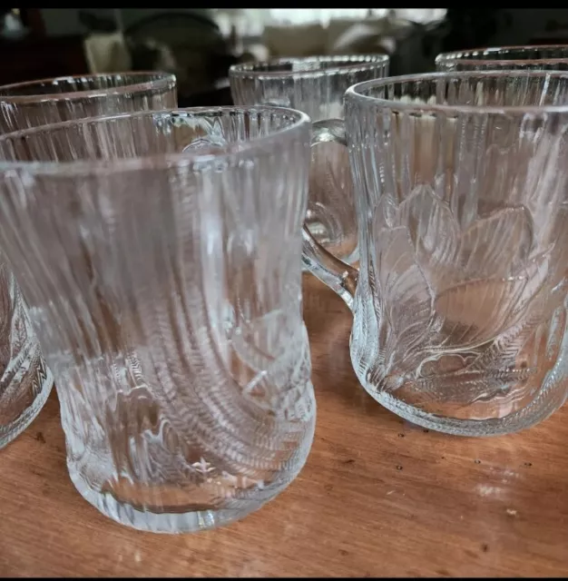 Arcoroc France Canterbury Crocus Glass Coffee Cups, Vintage Arcoroc Clear  Glass Floral Coffee Mug, Clear Glass Crocus Mugs, 6 Piece Mug Set 