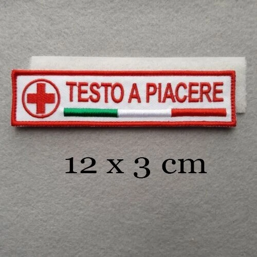 Patch Croce Rossa Italiana - Ricamo Con Nome E Gruppo, 12x3 Cm, Nastro Strappo - Foto 2