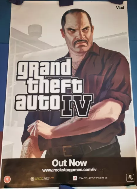 GRAND THEFT AUTO IV Promo Poster 120x180cms - VLAD - XBOX360/PS3 - VERY RARE!!!!