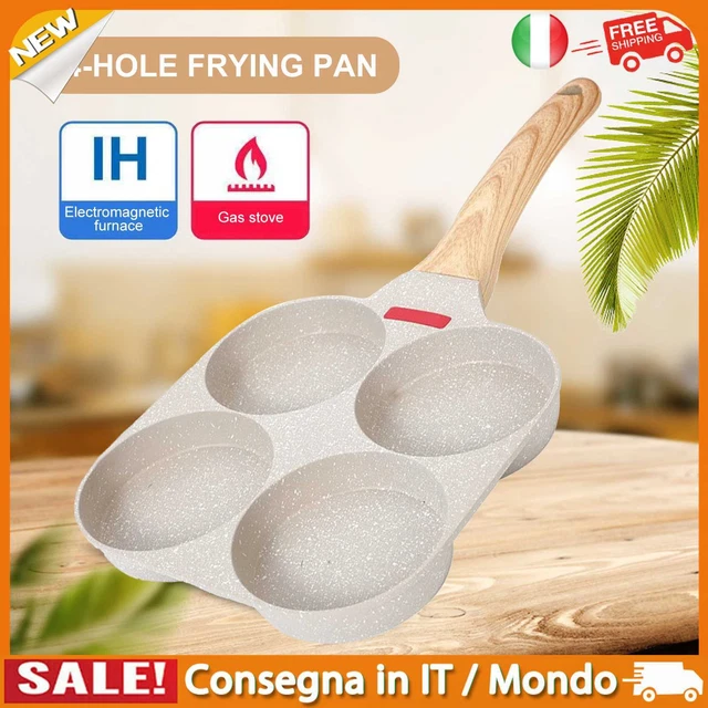IT Breakfast Frying Pan Anti-Scald Handle Non-stick Omelet Pans (4-hole White)