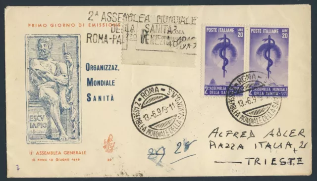 FDC VENETIA n. 22, Sanità, raccomandata Italia con annullo meccanico