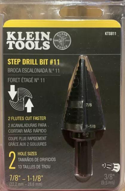 BRAND NEW - Klein Tools KTSB11 Double Fluted Step Drill Bit #11