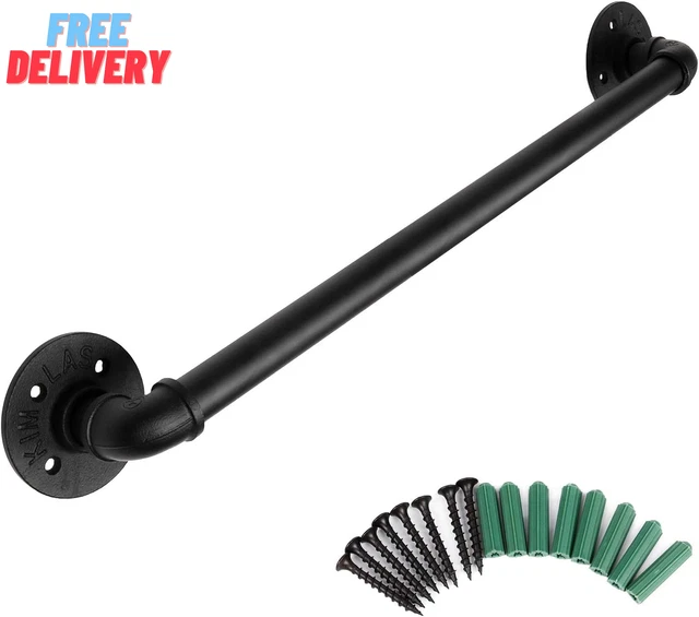 2Ft Barn Door Handles, Black Rustic Industrial Iron Pipe Grab Bar, Vintage Style