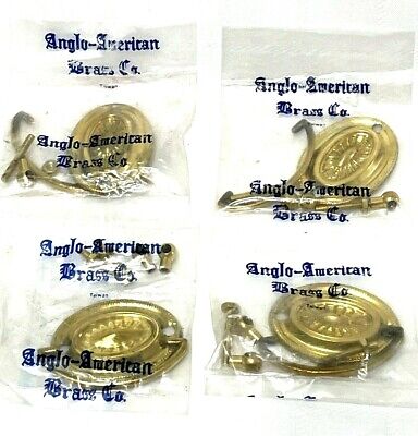 Stamped Brass Oval Drawer Pull 3 " Width 2" O/C Hepplewhite Style Set of 4 NEW
