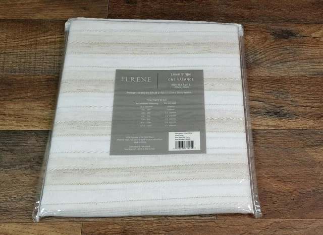 "Cenefa para ventana de cocina a rayas de lino Elrene Home Fashions 60"" X 15"