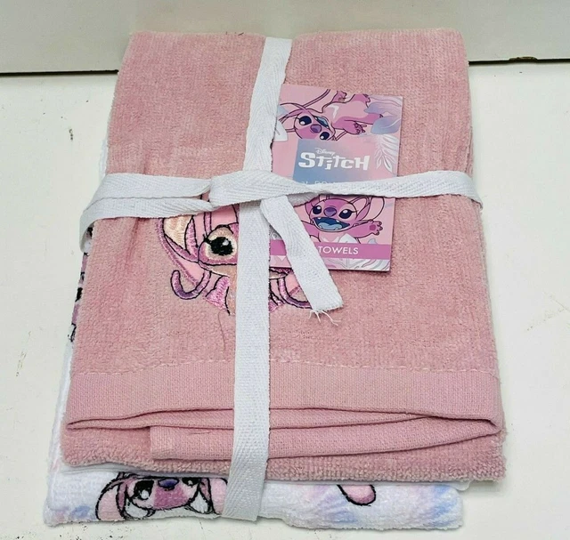 DISNEY LILO & Stitch Angel 2x Tea Towel Soft Pink & White Kitchen